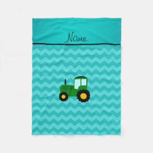 Couverture Polaire Chevrons verts nommés personnalisés de turquoise