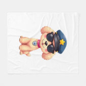 Couverture Polaire Chibi Anime Police Poodle Chien (Devant (Horizontal))