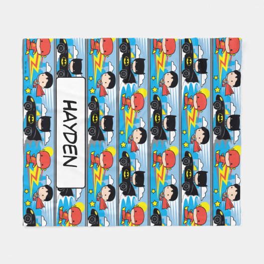 Couverture Polaire Chibi Flash, Superman et Batman Racing Motif (Devant (Horizontal))