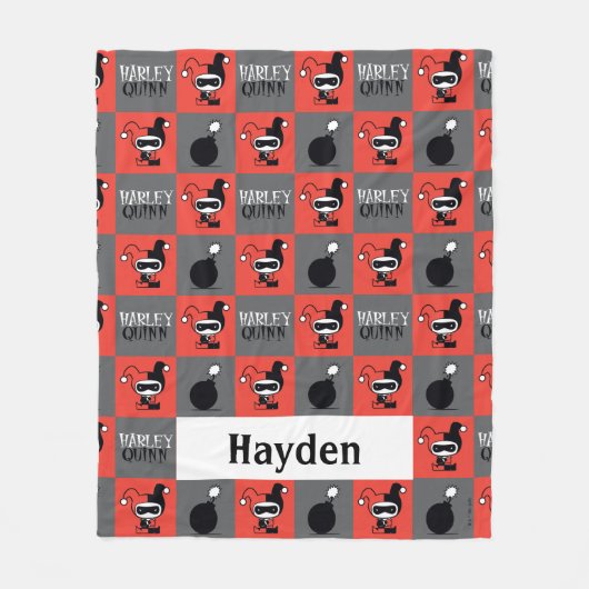 Couverture Polaire Chibi Harley Quinn Checker Motif (Devant)