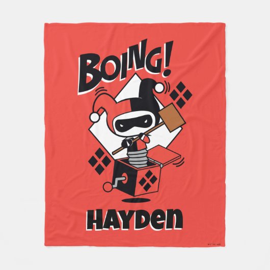 Couverture Polaire Chibi Harley-Quinn-In-A-Box Avec Marteau (Devant)