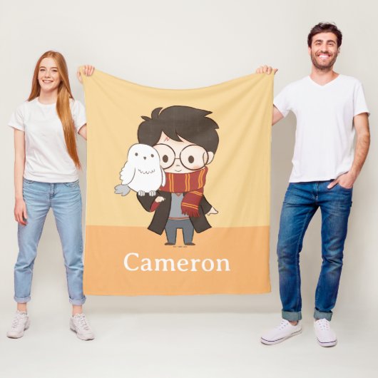 Couverture Polaire Chibi HARRY POTTER™ & Hedwig (En situation)