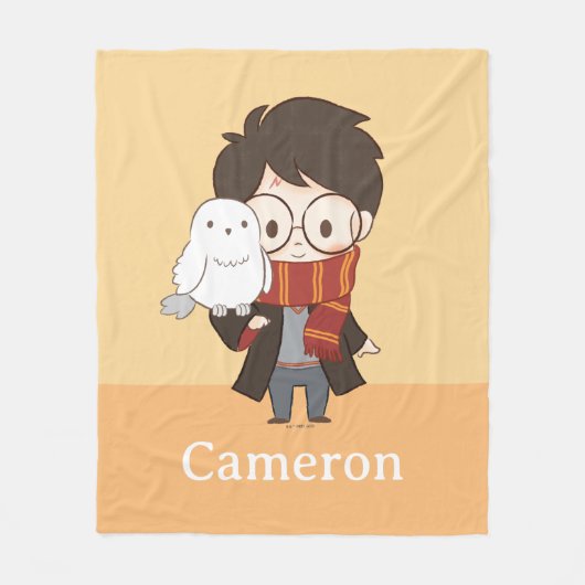Couverture Polaire Chibi HARRY POTTER™ & Hedwig (Devant)
