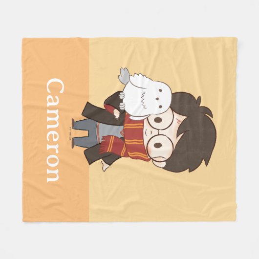 Couverture Polaire Chibi HARRY POTTER™ & Hedwig (Devant (Horizontal))