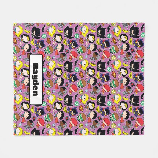 Couverture Polaire Chibi Justice League Pattern on Purple (Devant (Horizontal))