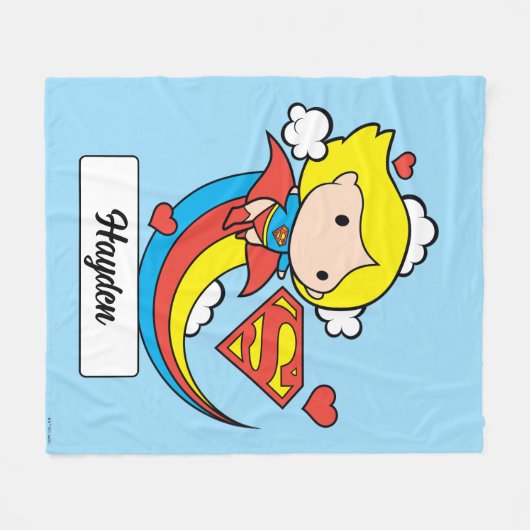 Couverture Polaire Chibi Supergirl volant arc-en-ciel (Devant (Horizontal))