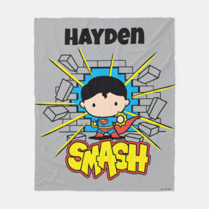 Couverture Polaire Chibi Superman Frappant À Travers Un Mur De Brique