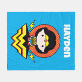 Couverture Polaire Chibi Wonder Woman avec Pois et logo (Devant (Horizontal))