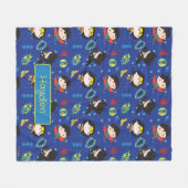 Couverture Polaire Chibi Wonder Woman, Superman et Batman Motif (Devant (Horizontal))