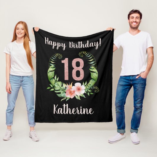 Couverture Polaire Chic 18th Birthday Pink Parties scintillant Name (En situation)