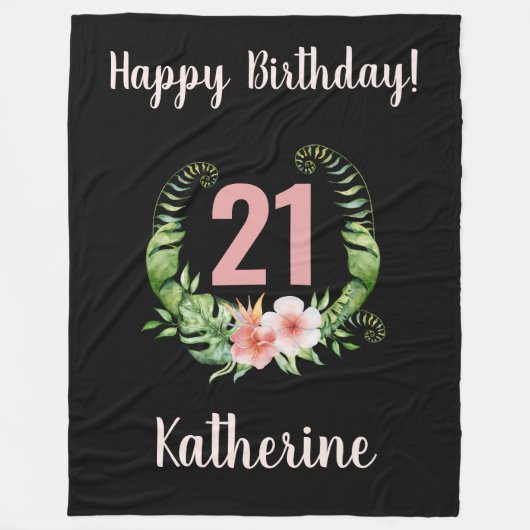 Couverture Polaire Chic 21e anniversaire Black Girl Name (Devant)