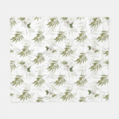 Couverture Polaire Chic Aquarelle Olive Sage Intemporel (Devant (Horizontal))