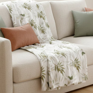 Couverture Polaire Chic Aquarelle Olive Sage Intemporel