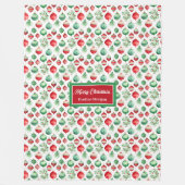 Couverture Polaire Chic aquarelle rouge et vert fête (Devant)