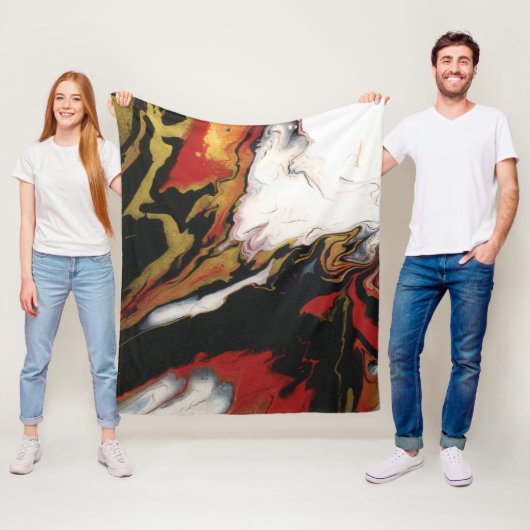 Couverture Polaire Chic Black Red Gold Abstrait polaire (Med.) (En situation)