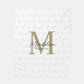 Couverture Polaire Chic Blanc Anahaw Leaf Script Monogramme (Devant)