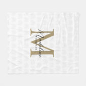 Couverture Polaire Chic Blanc Anahaw Leaf Script Monogramme (Devant (Horizontal))