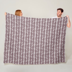 Couverture Polaire Chic blanc Merlot vin rouge Abstrait Chevron Art