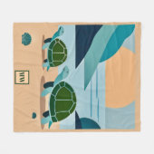 Couverture Polaire Chic boho abstrait tortues de mer monogramme (Devant (Horizontal))
