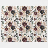 Couverture Polaire Chic Bourgogne Crème Floral   (Devant (Horizontal))