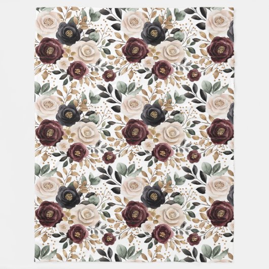 Couverture Polaire Chic Burgundy Crème Floral (Devant)