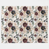 Couverture Polaire Chic Burgundy Crème Floral (Devant (Horizontal))