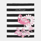 Couverture Polaire Chic Capriceuse Flamant Rose Rayé Noir & Blanc (Devant)