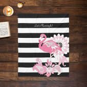 Couverture Polaire Chic Capriceuse Flamant Rose Rayé Noir & Blanc