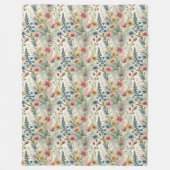 Couverture Polaire Chic Cosy Boho Pastel Rose Bleu Fleurs Sauvages (Devant)