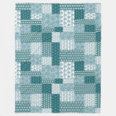 Couverture Polaire Chic ethnique Faux Patchwork Motif, Turquoise et b (Devant)