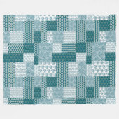Couverture Polaire Chic ethnique Faux Patchwork Motif, Turquoise et b (Devant (Horizontal))