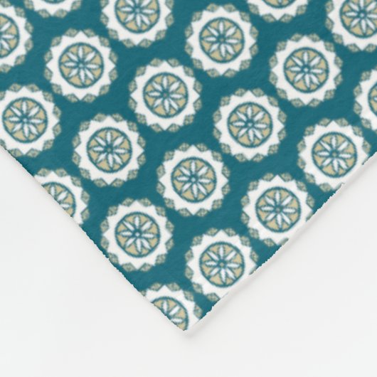 Couverture Polaire Chic ethnique Faux Patchwork Motif, Turquoise et b (Coin)