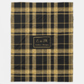 Couverture Polaire Chic Géométrique Monogramme Noir Or Plaid (Devant)