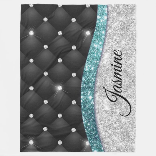 Couverture Polaire Chic girly faux parties scintillant argent noir tu (Devant)