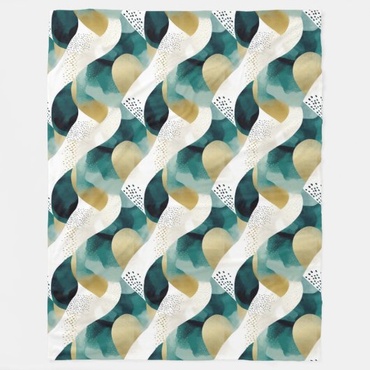 Couverture Polaire Chic Gold Green White Abstrait (Devant)