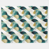 Couverture Polaire Chic Gold Green White Abstrait (Devant (Horizontal))