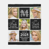 Couverture Polaire Chic Graduate 5 photo Collage Inspirationnel Noir (Devant)