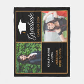 Couverture Polaire Chic Graduate Senior Photo Black Gold Graduate (Devant)