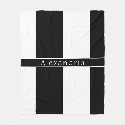 Couverture Polaire Chic Grilles Noir et Blanc (Devant)