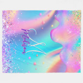 Couverture Polaire Chic holographique monogramme de parties scintilla (Devant (Horizontal))