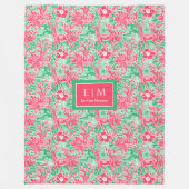 Couverture Polaire Chic hot pink green watercolor preppy festive (Devant)