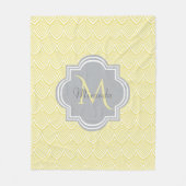 Couverture Polaire Chic Jaune Art Déco Scallops Grey Monogramme Nom (Devant)