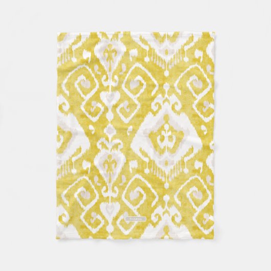 Couverture Polaire Chic jaune et gris damask ikat motif tribal (Devant)