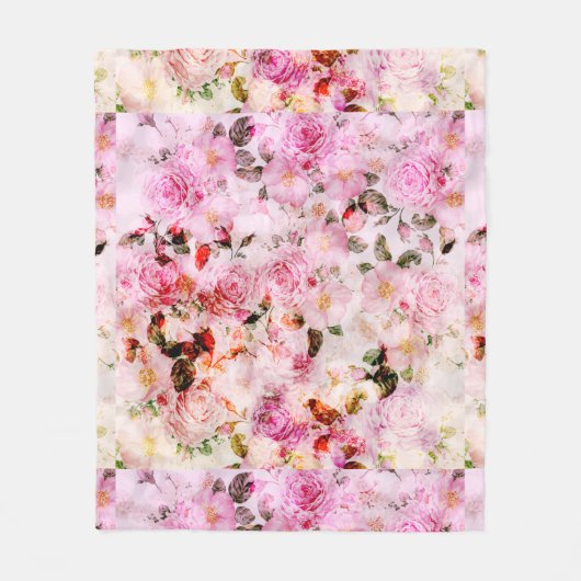 Couverture Polaire Chic Joli Push Pink Rose Floral (Devant)
