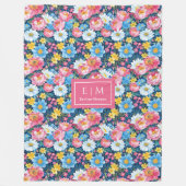 Couverture Polaire Chic magenta rose aquarelle florale cadeau fille (Devant)