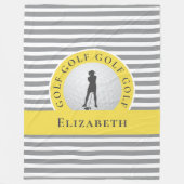 Couverture Polaire Chic Monogramme Gris De Golfeur Pour Elle (Devant)