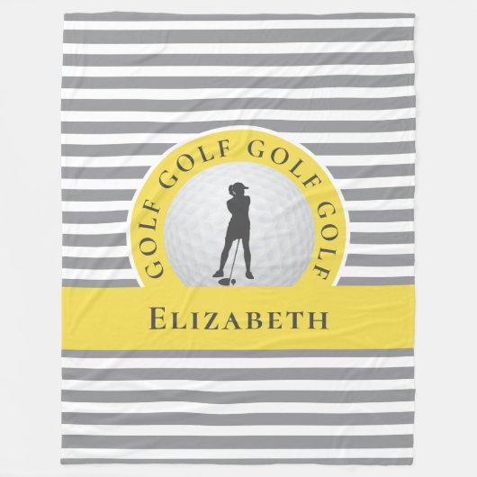 Couverture Polaire Chic Monogramme Gris De Golfeur Pour Elle (Devant)