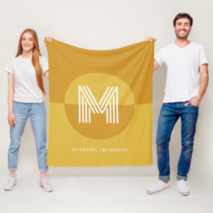 Couverture Polaire Chic moutarde jaune géométrique Monogramme moderne