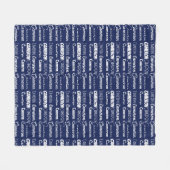 Couverture Polaire Chic Navy Blue Personalized Name Collage (Devant (Horizontal))
