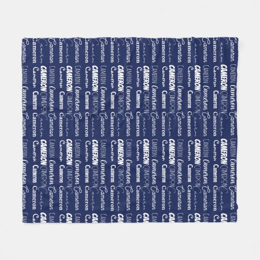 Couverture Polaire Chic Navy Blue Personalized Name Collage (Devant (Horizontal))